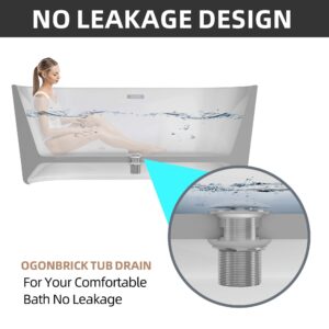 Ogonbrick Freestanding Tub Drain Pop-up Free Standing Bathtub Drain,Bathtub Drain Stopper for Stand Alone Soaking Tub Kit Assembly Anti-Rust Copper Polished Chrome