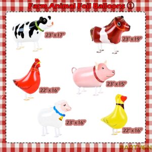 12 Pieces Farm Animals Balloons, Foil Balloons for Farm Animal Birthday Party Supplies Farm Barnyard Theme Birthday Baby Shower Party Decorations