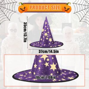 KINBOM Wizard Hat Kids, 15x14 Inch Five Pointed Star Witch Hat Kids Costume & Cosplay Witch Hat Halloween Party Yard Decoration for Kids Party Favors Festival Dressing Up (Purple)