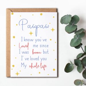 EruditeGifts Pawpaw I Know You've Loved Me Since - Birthday Card For Pawpaw - Pawpaw's Day Card - Cute Birthday Card For Pawpaw From Kids - New Pawpaw Birthday Cards, 5 x 7 inches