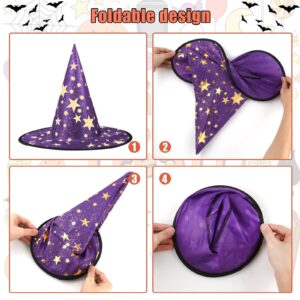 KINBOM Wizard Hat Kids, 15x14 Inch Five Pointed Star Witch Hat Kids Costume & Cosplay Witch Hat Halloween Party Yard Decoration for Kids Party Favors Festival Dressing Up (Purple)