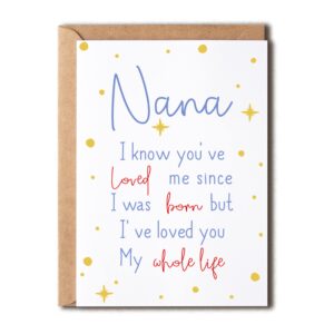 eruditegifts nana i know you've loved me since - birthday card for nana - nana's day card - cute birthday card for nana from kids - new nana birthday cards