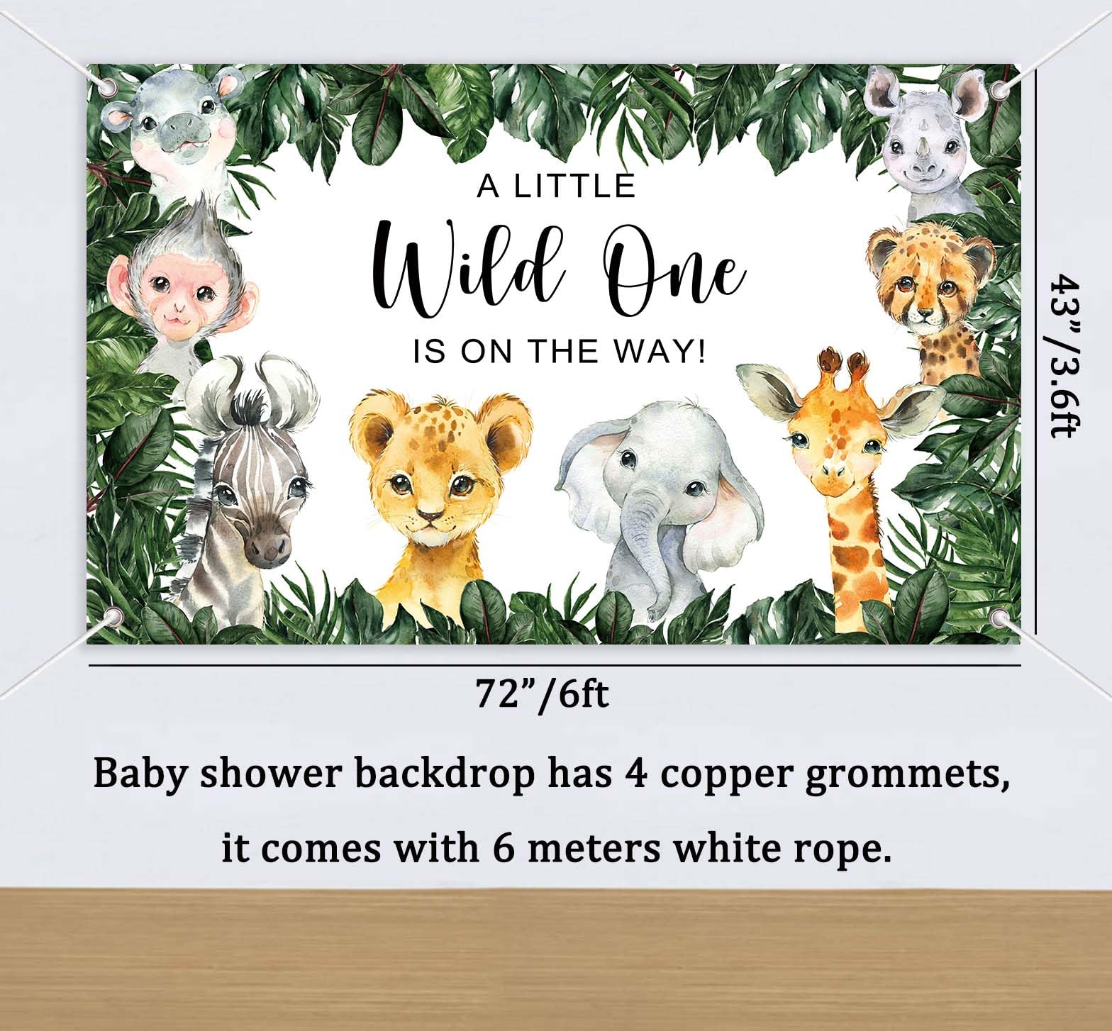 Yuzioey 224PCS Safari Baby Shower Decorations, Jungle Animals Oh Baby Party Supplies, Safari Disposable Dinnerware (Serve 24 Guests)with Paper Plates Cups, Backdrop Tablecloth Balloon Garland Kit