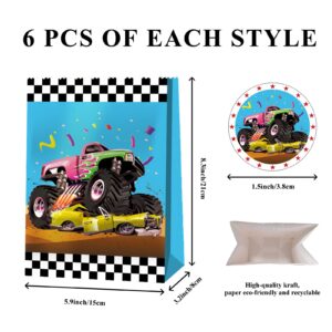 24pcs Monster Truck Goodie Bags Monster Truck Party Favors Monster Truck Treat Bags Monster Truck Birthday Party Supplies for Boys Monster Truck Party Decorations