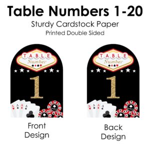 Big Dot of Happiness Las Vegas - Casino Party Double-Sided 5 x 7 inches Cards - Table Numbers - 1-20