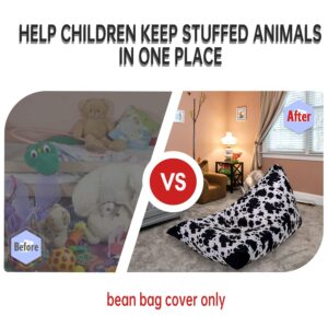 Cow Stuffed Animal Storage Bean Bag Chair, Cover Only, Plush Toys Holder and Organizer for Kids, Extra Large Beanbag Without Filling