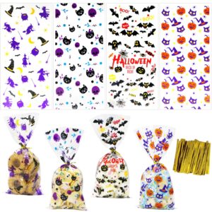 120pcs halloween treat bags halloween cellophane treat bags with twist ties for halloween party favor supplies