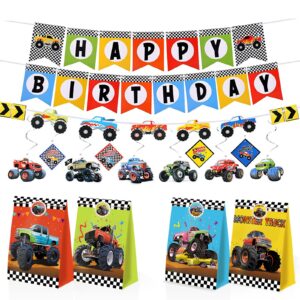 24pcs Monster Truck Goodie Bags Monster Truck Party Favors Monster Truck Treat Bags Monster Truck Birthday Party Supplies for Boys Monster Truck Party Decorations