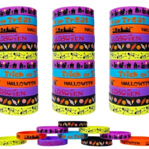 JAKADYUKS 60pcs Halloween Silicone Bracelets Party Rubber Wristband Trick or Treat Gifts School Gifts Supplies Return Gifts Bulk Toys for Teacher Prizes Party Accessories