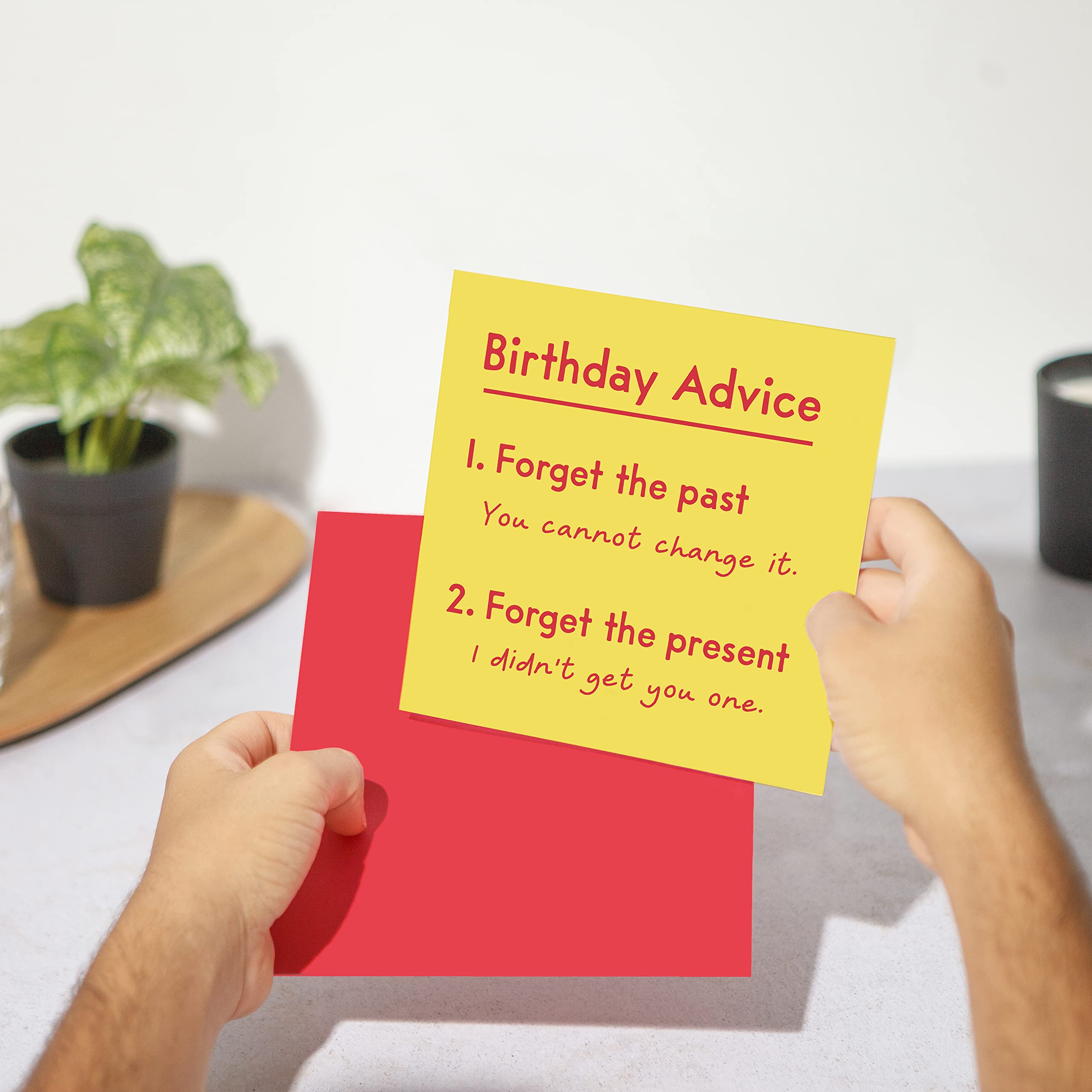 Huxters Funny Birthday Card – Past and No Present - Happy Birthday Card for her women - Friend Birthday Card – Gift card – Funny Card for him men – Card for Brother 14.8cm square (Past Present)