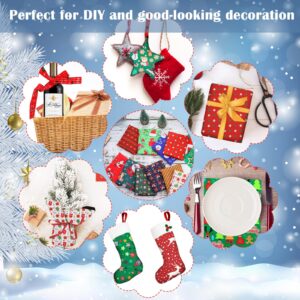 60 Pieces Christmas 10 x 10 Inch Fabric Bundles Sewing Quilting Fabric Happy Christmas Santa Claus Elk Snowflake Christmas Tree Printing Fabric Squares Craft Fabric for Patchwork Sewing DIY Party