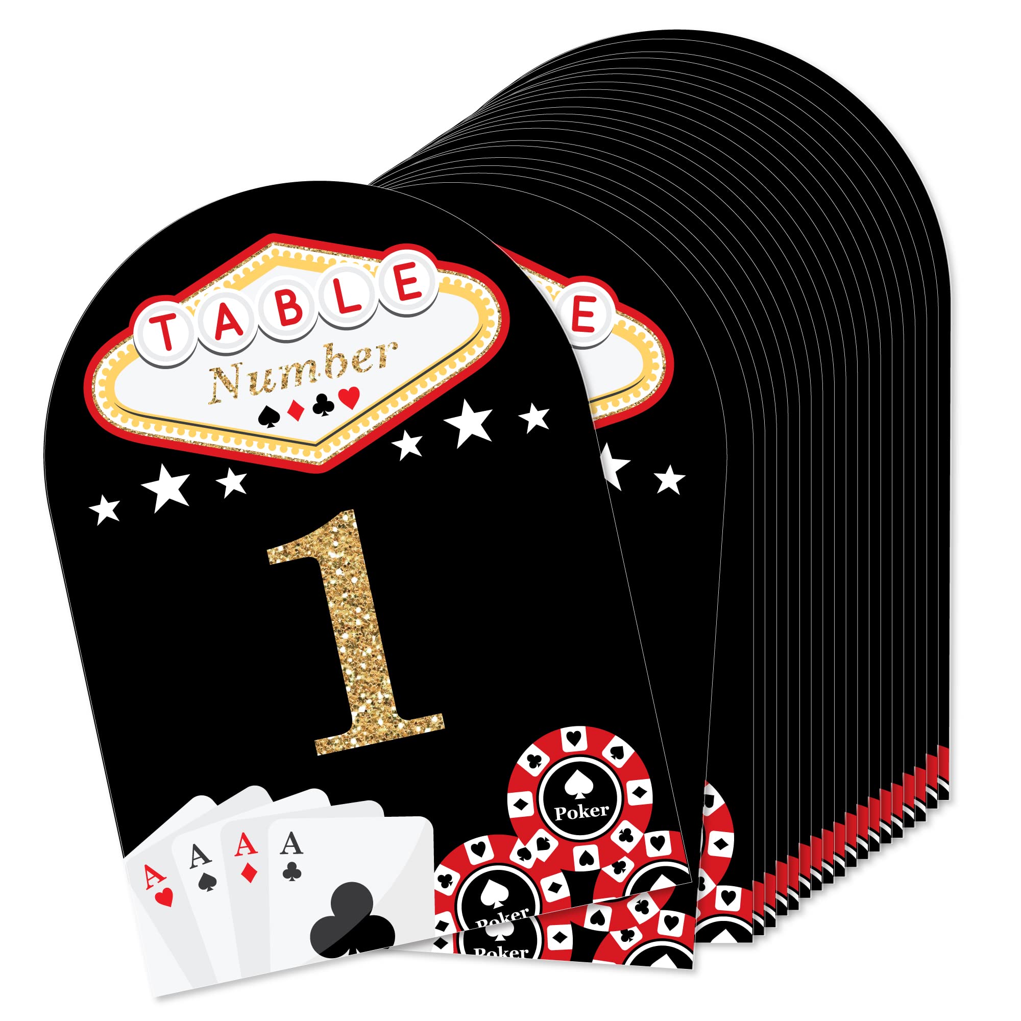 Big Dot of Happiness Las Vegas - Casino Party Double-Sided 5 x 7 inches Cards - Table Numbers - 1-20