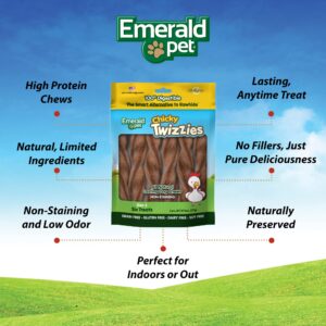 Emerald Pet Twizzies Dog Chews No Rawhide — Healthy and Tasty Rawhide Free Dog Chew Sticks — 100% Digestible, High Protein, Grain Free Dog Treats — Made in USA — Chicky, 6" Stick (6 Count/2 Pack)