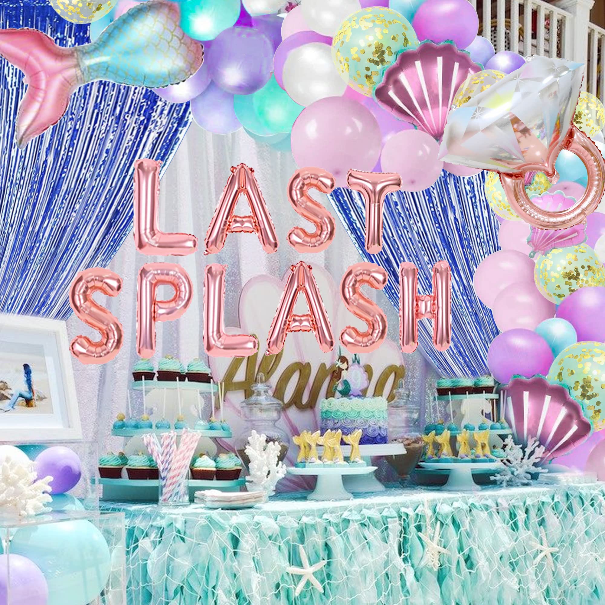 LaVenty 98 PCS Luxury Last Splash Balloons Mermaid Bachelorette Party Decorations Last Splash Bachelorette Party Decoration Mermaid Bridal Shower Party Supplies Last Splash Party Favors