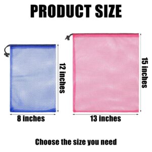 Funtery 24 Pcs Mesh Bags Drawstring Mesh Laundry Bag Stuff Sack Nylon Bags Camping Nylon Drawstring Bag Mesh Bag with Drawstring Cord for Toys (13 x 15 Inch)