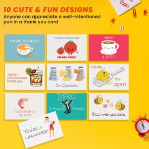 Better Office Products 50 Pack Funny Thank You Cards, 4 x 6 in with Envelopes, Funny Pun Notecards, 10 Cover Designs, 50 Count Boxed Set