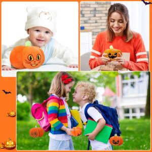 4 Pcs Halloween Pumpkin Plush Toy Pumpkin Plush Pillow Stuffed Pumpkin Plushie for Boys Girls Halloween Pumpkin with 2 Expressions Party Decor Gifts, 3.5 and 6 Inches