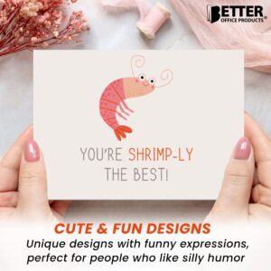 Better Office Products 50 Pack Funny Thank You Cards, 4 x 6 in with Envelopes, Funny Pun Notecards, 10 Cover Designs, 50 Count Boxed Set