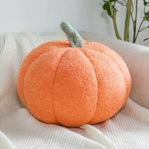 Mokoggiri Stuffed Pumpkin Fluffy 8 inch Halloween Pumpkins Plush Toys Soft Pumpkin Throw Pillow Gifts for Home Decoration Party Favors 11/14" (8 inch, Orange)