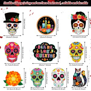 Day of The Dead Decorations Dia De Los Muertos Hanging Swirls Decor Sugar Skull Flowers Day of the Dead Decor for Birthday Mexican Party Supplies, Set of 50