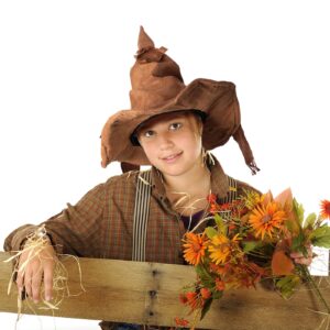 Halloween Adult Scarecrow Costume Hat Tattered Witch Hat Brown Wizard Hat for Halloween Party Accessories