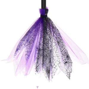 BinaryABC Halloween Witches Broom Plastic Witch Broomstick,Halloween Witch Decoration Props,Witch Costume Accessories,Halloween Supplies(Purple)