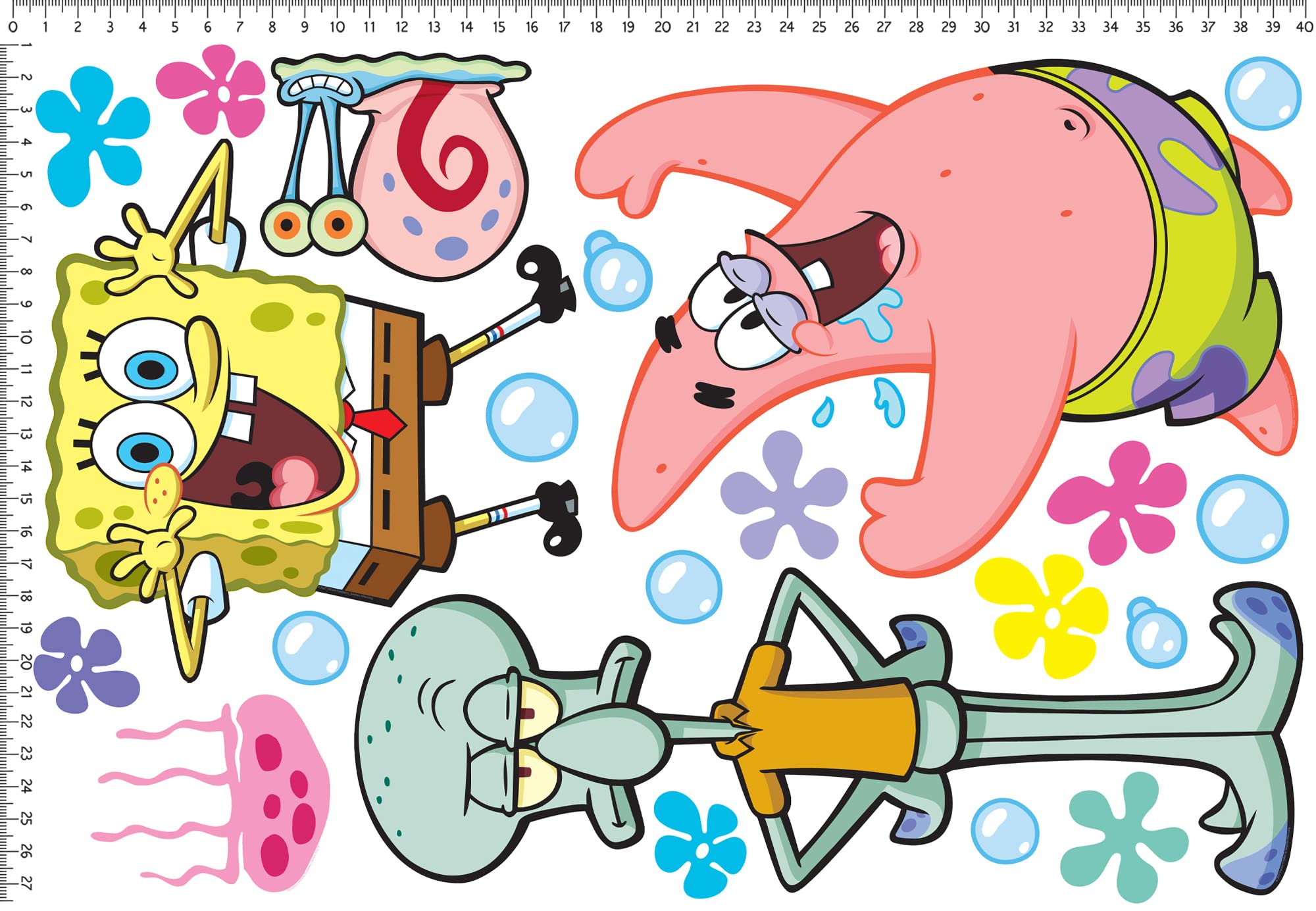 Spongebob Squarepants Characters Wall Sticker Movable Vinyl DIY Wall Art Stickers Set - Walls, Windows, Doors