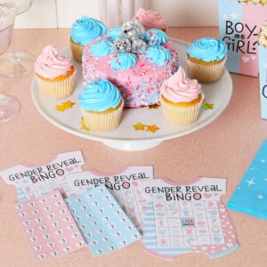 Big Dot of Happiness Baby Gender Reveal - Picture Bingo Cards and Markers - Team Boy or Girl Baby Shower Shaped Bingo Game - Set of 18