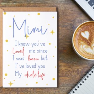 EruditeGifts Mimi I Know You've Loved Me Since - Birthday Card For Mimi - Mimi's Day Card - Cute Birthday Card For Mimi From Kids - New Mimi Birthday Cards, 5 x 7 inches