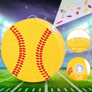 Deekin 3 Pcs Softball piñata Set Include piñata with Stick Eye Mask Softball piñata for Kids Music Science School Sports Bridal Shower Birthday Party Decorations Supplies