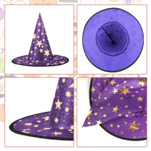 KINBOM Wizard Hat Kids, 15x14 Inch Five Pointed Star Witch Hat Kids Costume & Cosplay Witch Hat Halloween Party Yard Decoration for Kids Party Favors Festival Dressing Up (Purple)