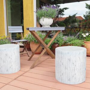 Delsit Woody Outdoor Pouf Ottoman - European Made Waterproof & Lightweight Round Seat - Stylish Home Decor & Living Room Furniture - Versatile Footrest & Seating for Indoor & Outdoor | Birch Print