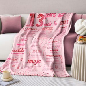 13 Year Old Girl Gifts for Birthday Teenage Girls Gifts Ideas 13th Birthday Decorations for Girls Daughter Sister Soft Throw Blanket Back in 2011-60x50 Inch - Pink