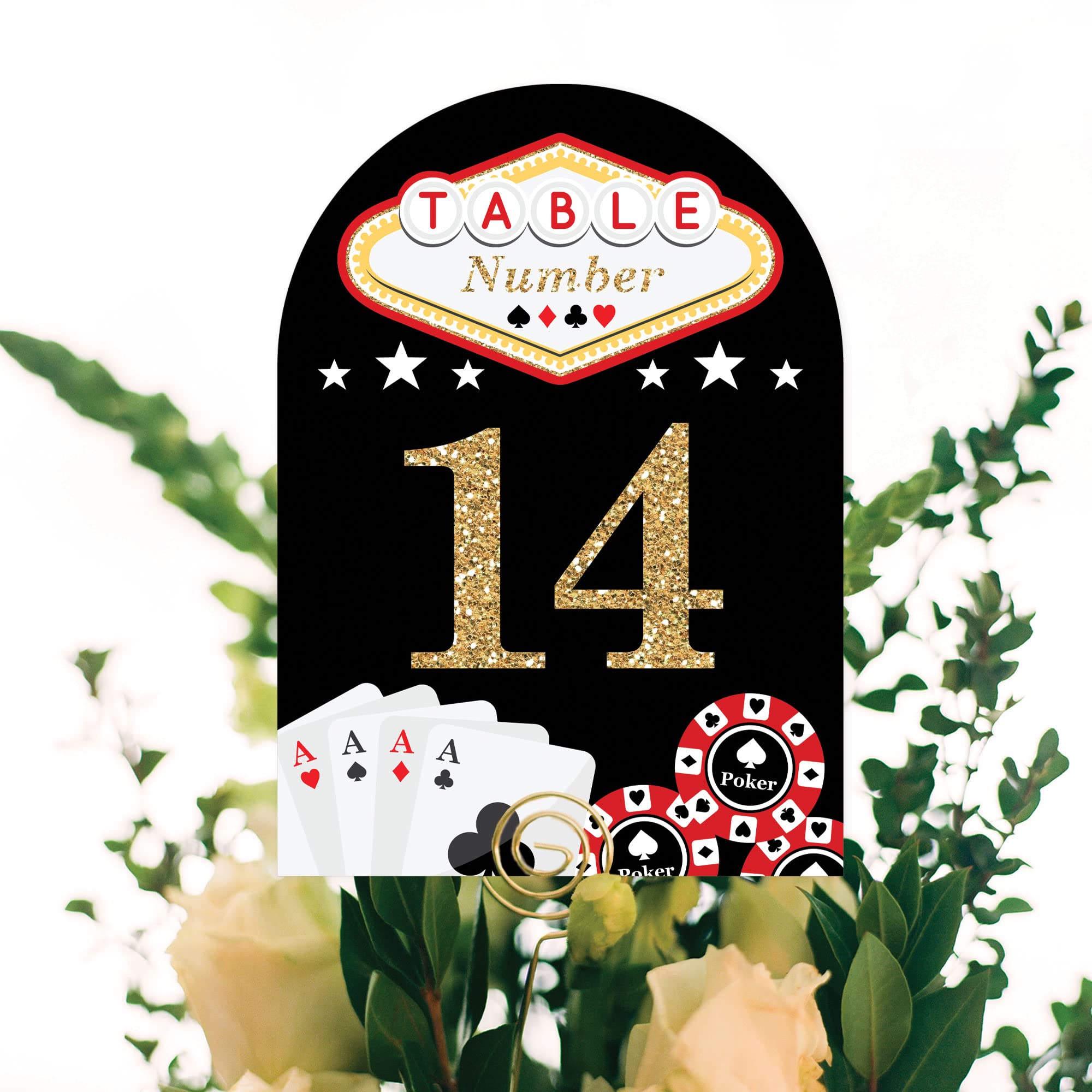 Big Dot of Happiness Las Vegas - Casino Party Double-Sided 5 x 7 inches Cards - Table Numbers - 1-20