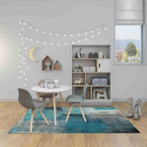 LOKMU Non-Slip Area Rugs Turquoise and Grey Abstract Art Home Decor Rugs Carpet for Classroom Living Room Bedroom Dining Kindergarten Room 5'x7'