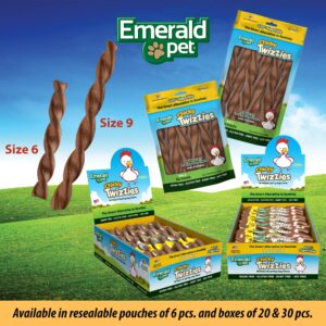 Emerald Pet Twizzies Dog Chews No Rawhide — Healthy and Tasty Rawhide Free Dog Chew Sticks — 100% Digestible, High Protein, Grain Free Dog Treats — Made in USA — Chicky, 6" Stick (6 Count/2 Pack)