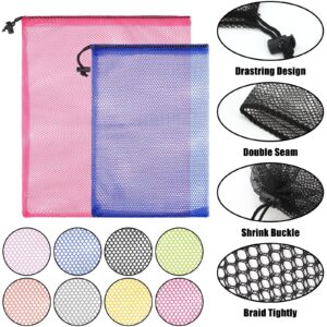 Funtery 24 Pcs Mesh Bags Drawstring Mesh Laundry Bag Stuff Sack Nylon Bags Camping Nylon Drawstring Bag Mesh Bag with Drawstring Cord for Toys (13 x 15 Inch)