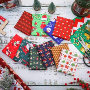 60 Pieces Christmas 10 x 10 Inch Fabric Bundles Sewing Quilting Fabric Happy Christmas Santa Claus Elk Snowflake Christmas Tree Printing Fabric Squares Craft Fabric for Patchwork Sewing DIY Party