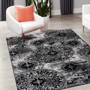 Rugs.com Monte Carlo Collection Rug – 2' 2 x 3' Black Medium Rug Perfect for Living Rooms, Large Dining Rooms, Open Floorplans