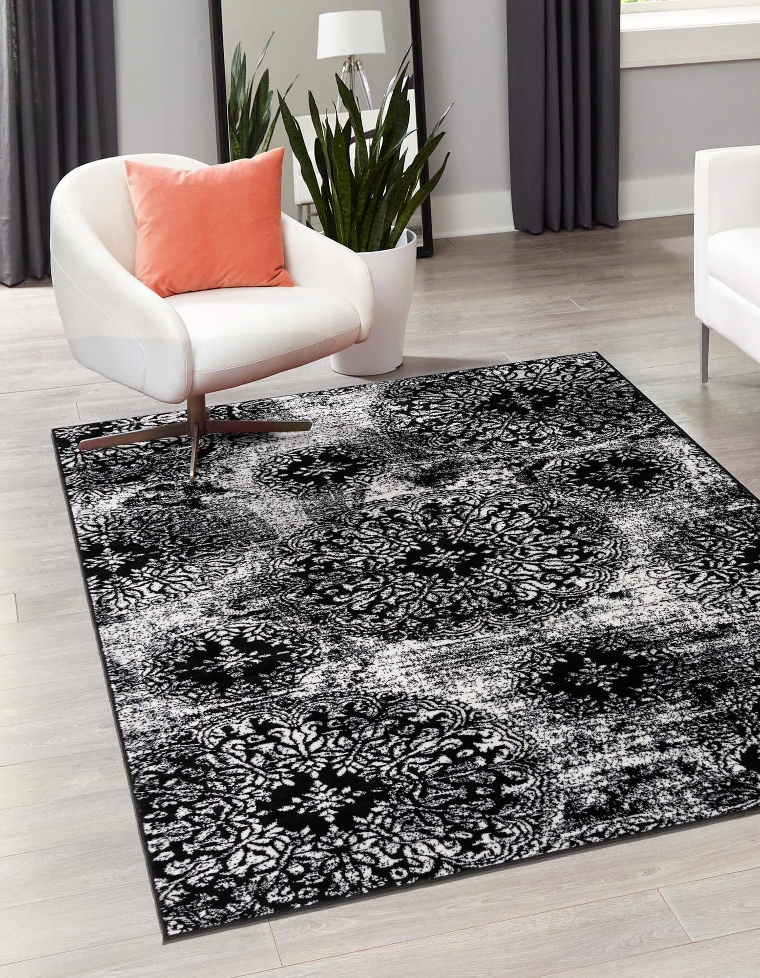 Rugs.com Monte Carlo Collection Rug – 2' 2 x 3' Black Medium Rug Perfect for Living Rooms, Large Dining Rooms, Open Floorplans