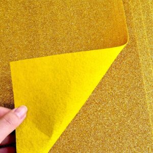 Jtnohx Glitter Felt Fabric, 10pcs Glitter Felt Sheets for Crafts, 8 x12 inches Felt Square Glitter for Party Holiday Greeting Festival Projects (Gold)