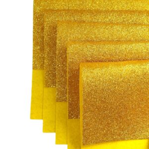 Jtnohx Glitter Felt Fabric, 10pcs Glitter Felt Sheets for Crafts, 8 x12 inches Felt Square Glitter for Party Holiday Greeting Festival Projects (Gold)