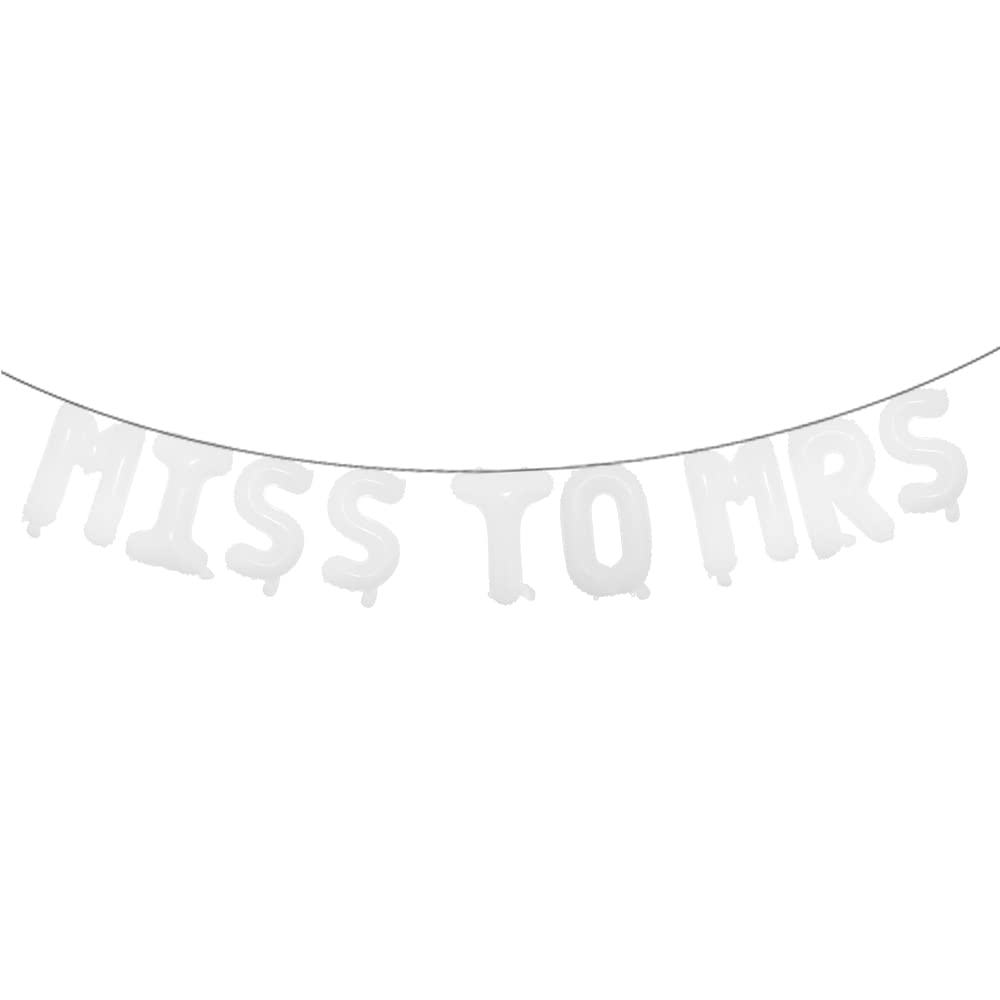 16 inch Multicolor Miss to MRS Balloons Banner Foil Letters Mylar Balloons for Bachelorette Party, Wedding, Bridal Shower Cannot Float (MISS TO MRS White)