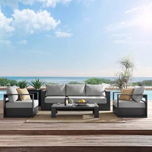 Modway Tahoe 4-Piece Fabric/Powder-Coated Aluminum Outdoor Set in Gray