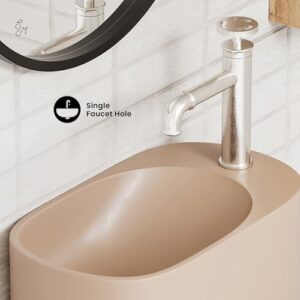 Terre 17.5" Right Side Faucet Wall-Mount Bathroom Sink in Pastel Peach