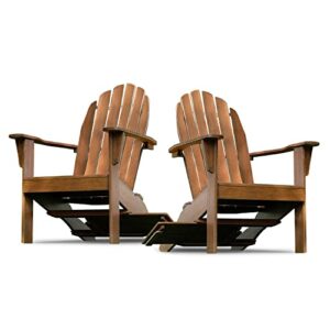 cambridge casual solid wood 2 pieces magnolia adirondack chair with tray table, natural brown