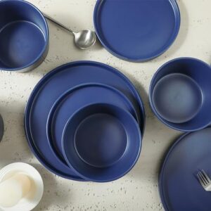 Stone Lain Celina Modern Stoneware 24-Piece Dinnerware Set, Dinner and Salad Plates, Soup Bowls, Dish set for 8, Blue