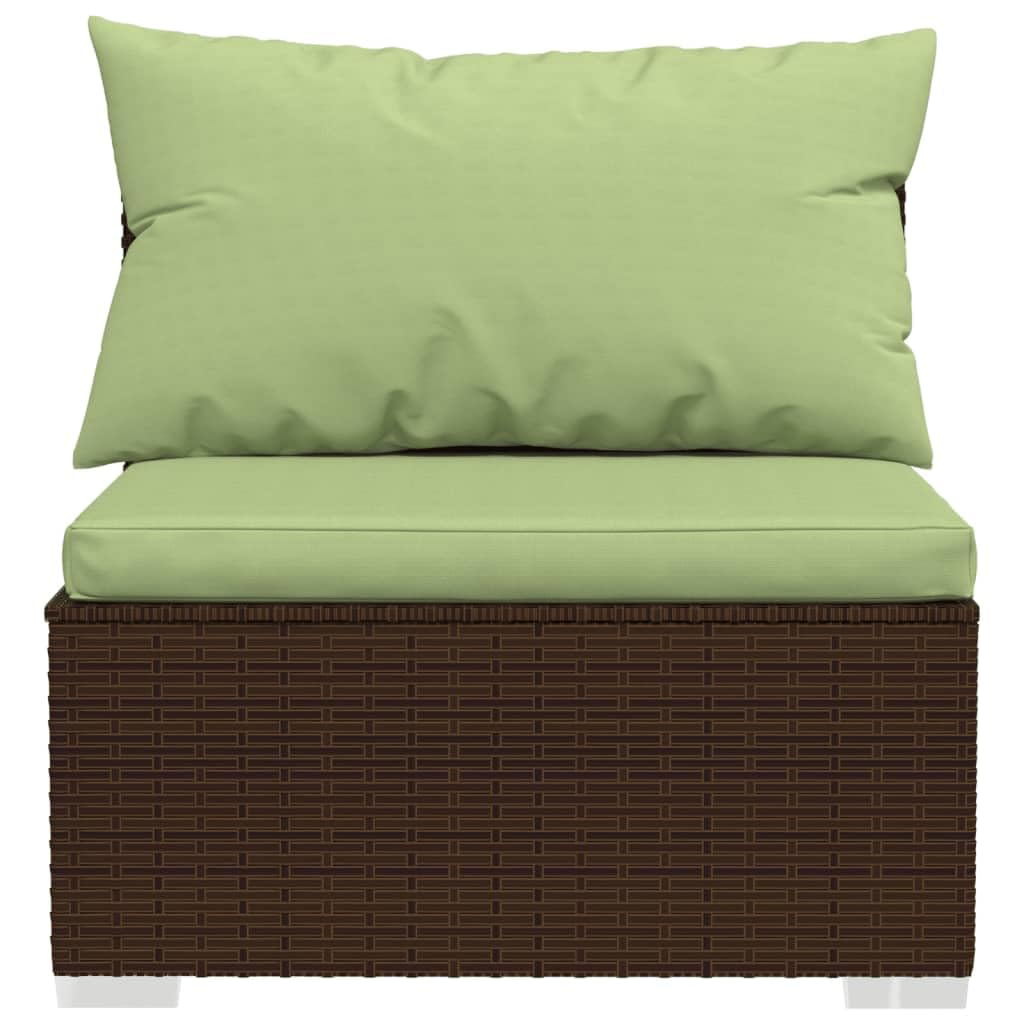 vidaXL Brown Patio Furniture - Green Cushion - 4 Seats