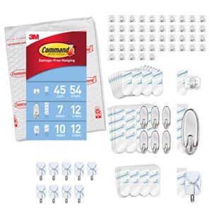 command clear room decor set - wall décor with clear light clips and clear hooks, command strips included