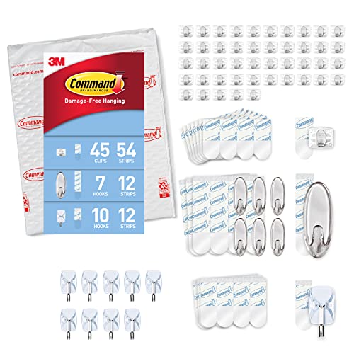 Command Clear Room Decor Set - Wall Décor with Clear Light Clips and Clear Hooks, Command Strips Included